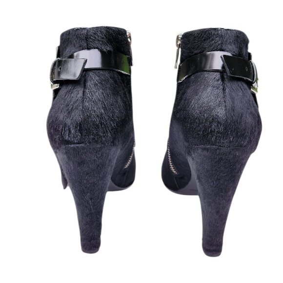 Sigerson Morrison Suede Calf Hair Pony Lux Black Ankle Boots Size 7 - Picture 9 of 13